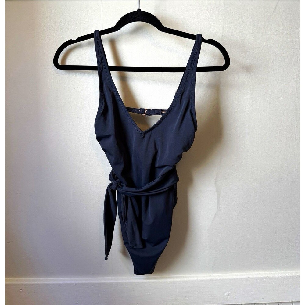 Shade & Shore Women's Black One-Piece Swimsuit Size S Belted Wide Strap